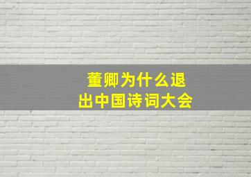 董卿为什么退出中国诗词大会