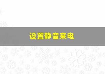 设置静音来电