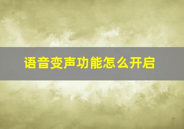 语音变声功能怎么开启