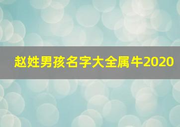 赵姓男孩名字大全属牛2020