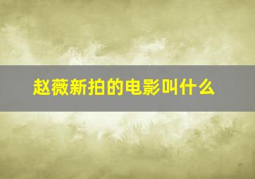 赵薇新拍的电影叫什么