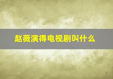 赵薇演得电视剧叫什么