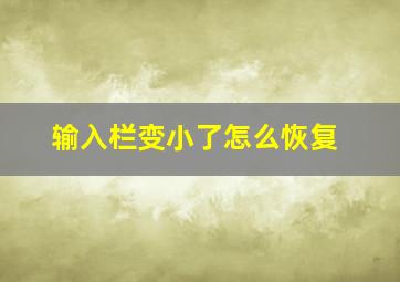 输入栏变小了怎么恢复