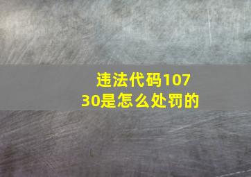 违法代码10730是怎么处罚的