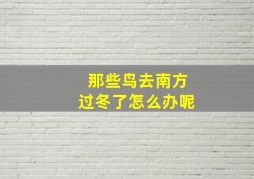 那些鸟去南方过冬了怎么办呢