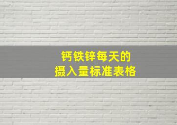 钙铁锌每天的摄入量标准表格