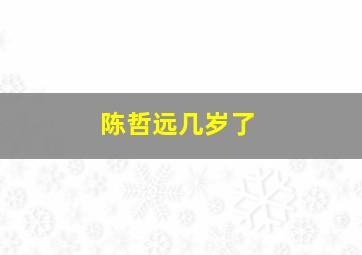 陈哲远几岁了