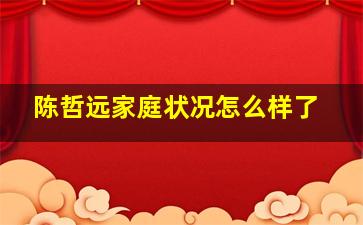 陈哲远家庭状况怎么样了