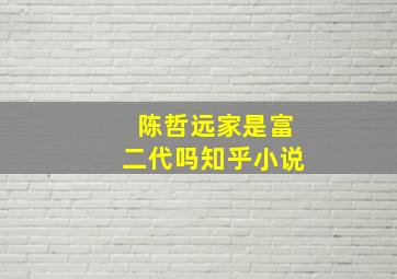 陈哲远家是富二代吗知乎小说