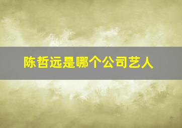 陈哲远是哪个公司艺人