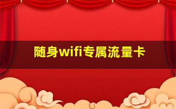 随身wifi专属流量卡