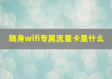 随身wifi专属流量卡是什么