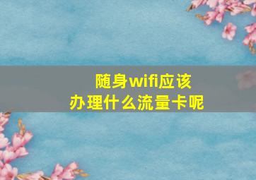 随身wifi应该办理什么流量卡呢