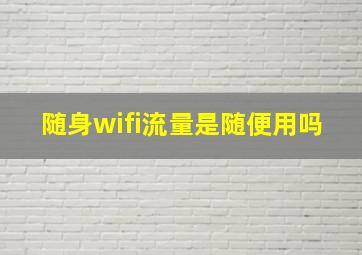 随身wifi流量是随便用吗