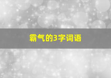 霸气的3字词语