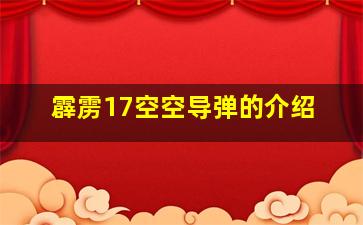 霹雳17空空导弹的介绍