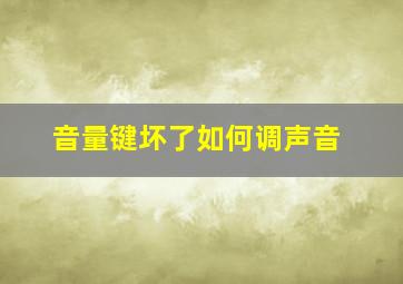 音量键坏了如何调声音