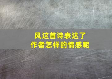 风这首诗表达了作者怎样的情感呢