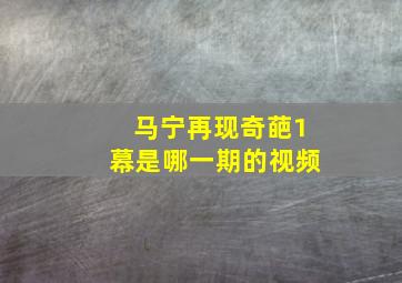 马宁再现奇葩1幕是哪一期的视频