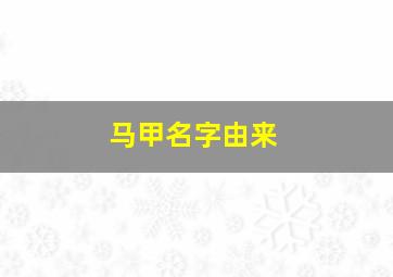 马甲名字由来