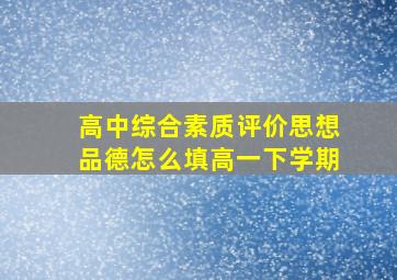 高中综合素质评价思想品德怎么填高一下学期