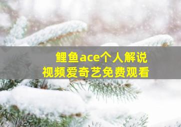 鲤鱼ace个人解说视频爱奇艺免费观看