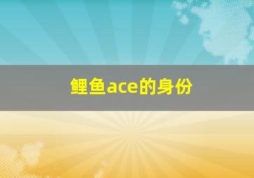 鲤鱼ace的身份