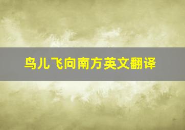 鸟儿飞向南方英文翻译