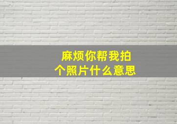 麻烦你帮我拍个照片什么意思