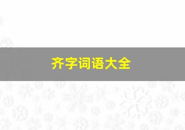 齐字词语大全