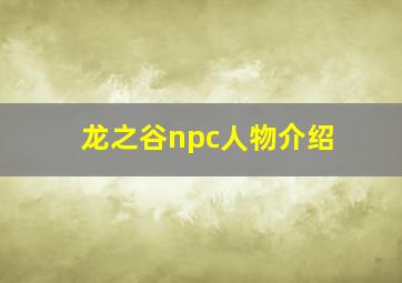 龙之谷npc人物介绍